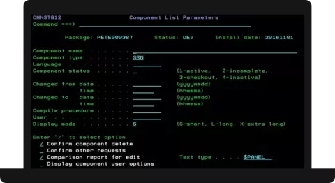 Computer screen with ChangeMan ZMF software