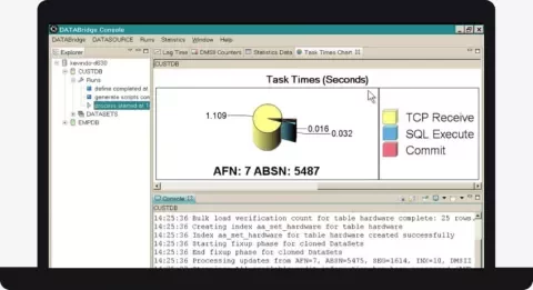 Computer screen showing Databridge console