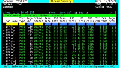 TMON for IMS provides the status of IMS threads and a summary of all IMS resources being used.