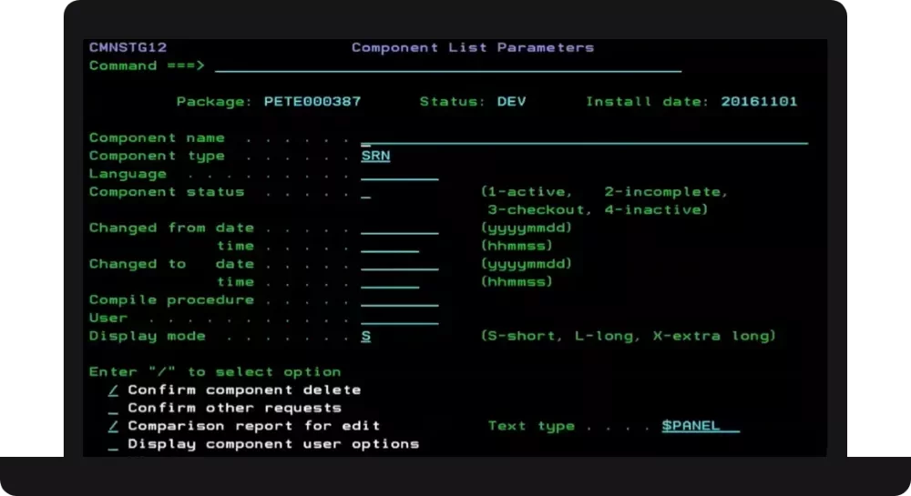 Computer screen with ChangeMan ZMF software