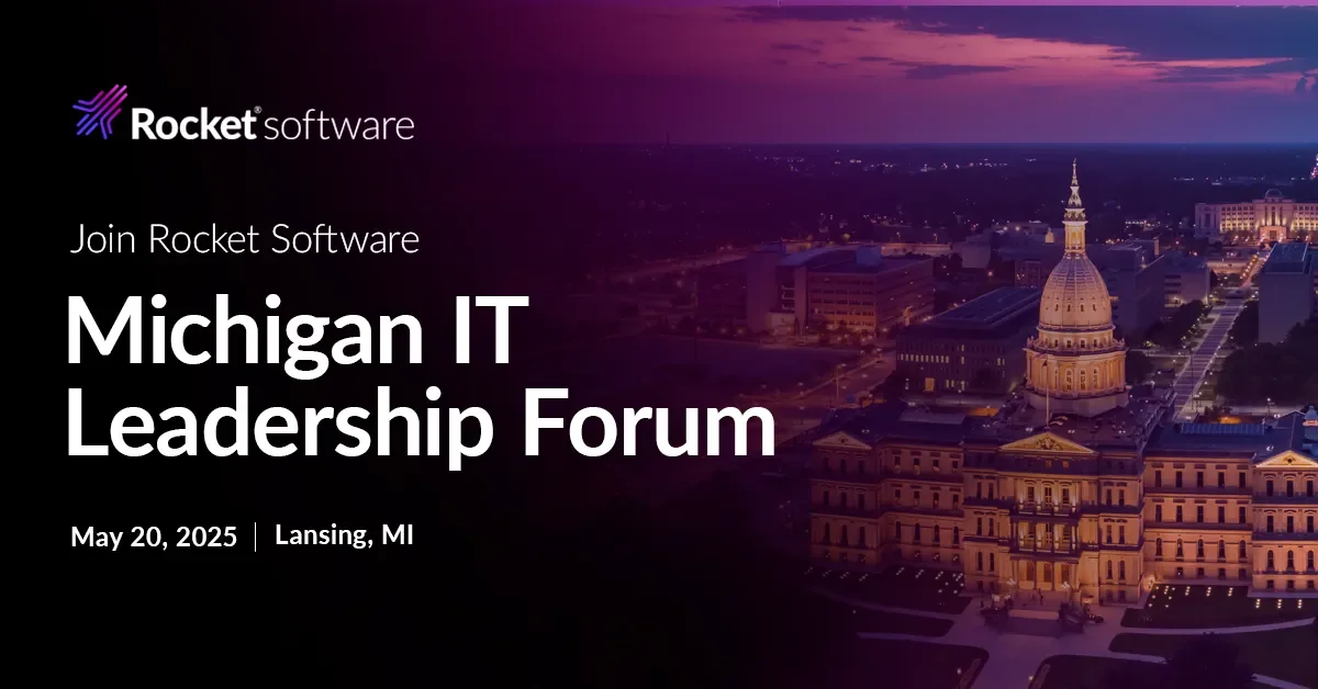 Banner with a building in the background and Michigan IT Leadership Forum written on it