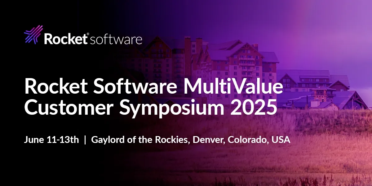 Banner inviting to the Rocket MultiValue Customer Symposium on June 11-13th with the resort image in the background 
