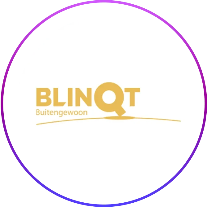 Blinqt logo in a circular frame