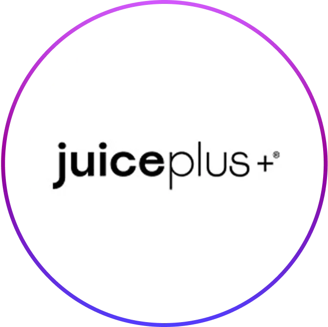 Juice plus logo in a circular frame