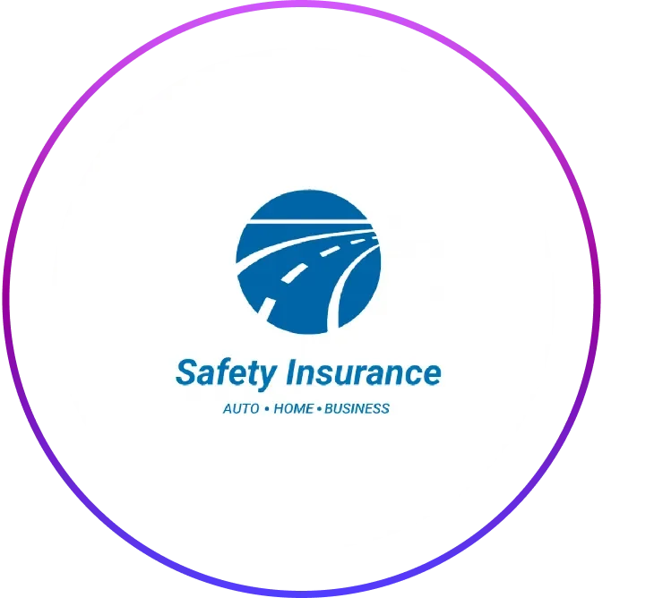 Safety insurance logo in a circular frame