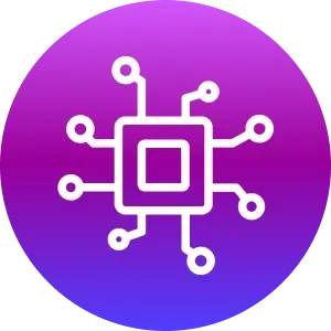 Purple icon of a microchip
