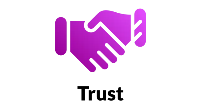 Icon of two hands shaking, representing trust.