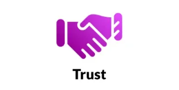 Purple icon of two hands shaking, representing Rocket Software’s core value of Trust.