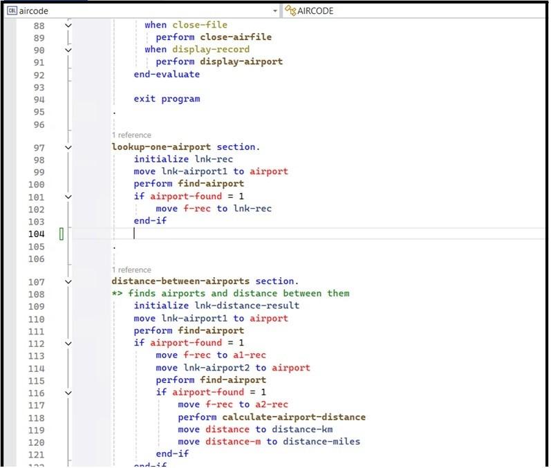 COBOL colorization